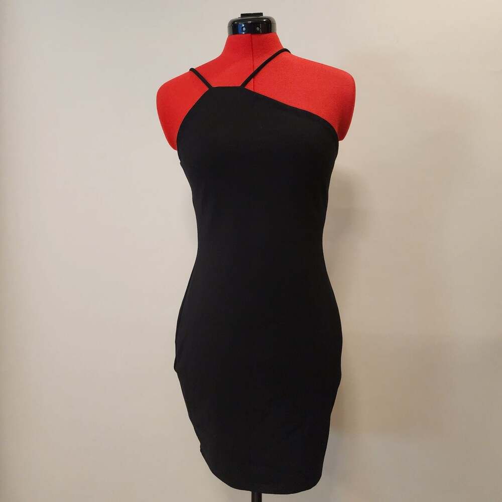 Lovers and Friends Black Asymmetric Mini Bodycon Dress Medium
